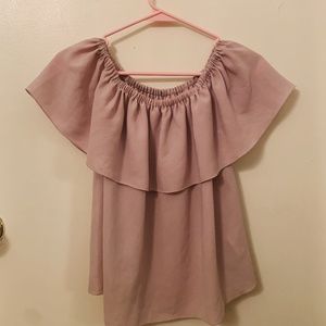 Aritzia Wilfred Off Shoulder silk blouse (BLUSH)